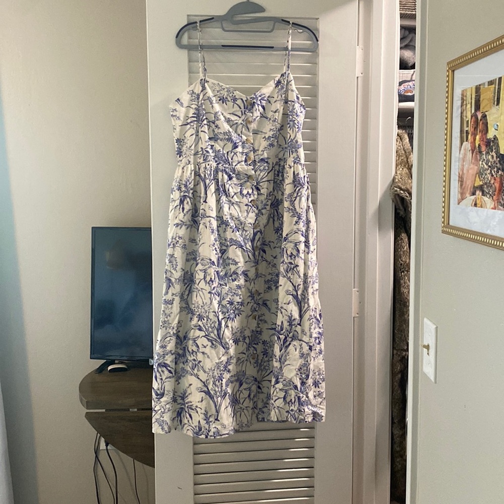 H&M blue and white midi dress